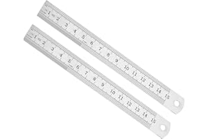 Kozelo 2Pcs Regla de Acero Inoxidable - [15Cm/ 6 Pulgadas] Herramientas de Medición Metálicas de Borde Recto para Uso En Diseño Arquitectónico | Tono Plateado