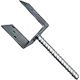 LLB Fence Posts Support U Type Pergola Brackets Extender Foot Shaped Concrete in "U" Heavy Duty Posts Anchor Tool Spikes Steel Galvanised 4mm Thick 100 x 100 x 60mm- 4 Inch x 4 Inch x 2.3 Inch