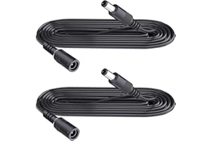 Security-01 2-Pack 1m Extension Cable, Plug 5.5mm x 2.1mm, DC 5V 6V 9V 12V 24V Power Adapter Extension Cord, for CCTV Camera, IR illuminator, Printer, LED Strip, Black