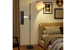 PULUOMIS Floor Lamp, Floor Lamps for Living Room, Standing Lamp with LED Bulb, Adjustable Standards Tall Lamp with Remote, Black