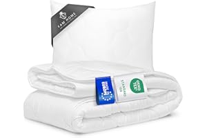 ‎FH FAM' HOME HOME COSINESS Fam‘ Home Bettdecke 135 x 200 cm und Bettkissen 80 x 80 cm Set – Allergiker Bettdecke & Ganzjahres-Mikrofaser Schlafkissen, maschinenwaschbar, Oeko-TEX® Zertifiziert