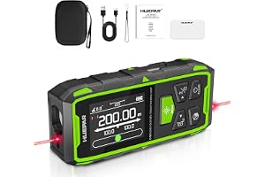 Dubbel laseravståndsmätare, Huepar 200 m röd laseravståndsmätare med laser, bakgrundsbelyst LCD-skärm, avstånds-, yt- och vol
