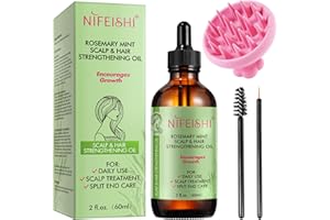 PLOBRT Rosmarinöl Haare 60ml mit Kopfhaut Massagebürste, Rosemary Oil for Hair, RosmarinöL für Kopfhaut und Haar, Gegen Haarausfall, Verbessert Das Haarwachstum, 60 Ml