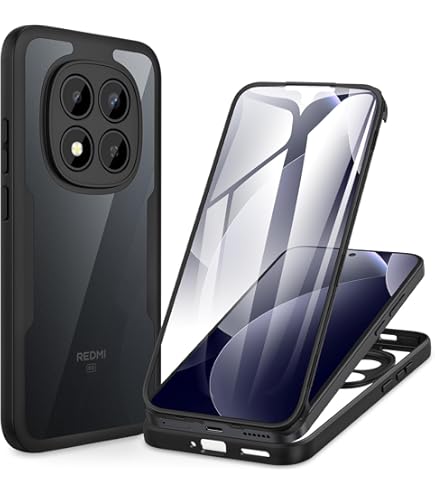 BOKYAS Custodia Trasparente per Xiaomi Redmi Note 12 4G con Protezione per Display Integrata, Dual Layer Ibrida 360° Full Body Antiurto Protettiva Cover, Blu