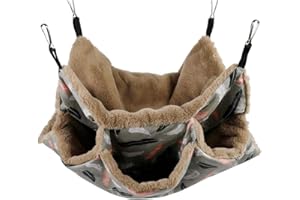 chlius Hamster Hamac, Lit Hamac Mezzanine Trois Couches pour Petit Compagnie, Sac Couchage Suspendu Chaud en Peluche AccessoireCage pour Hamster/Furet/Écureuils/Chinchillas