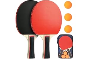 Binnan Raquette de Ping-Pong, Raquettes de Tennis de Table, Ensemble de Raquettes de Ping-Pong, 2 Raquette de Tennis de Table + 3 Balles +1 Sac pour Amateurs, Débutants, Experts
