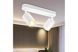 BOYIR Spot Plafond GU10 Plafonnier 2 Spots Blanc Orientable Moderne Luminaire Intérieur Plafonnier Éclairage de Plafond pour Cuisine, Chambre, Salon, Couloir, Ampoule non Incluse