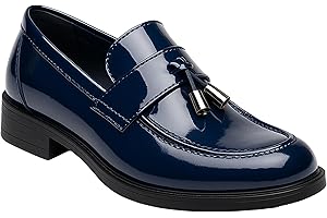SIRRI Boys Slip-On Tassel Loafer Shoes Patent & Matt Prom Smart Formal Footwear