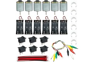 GALDOEP 6 pcs DC motor Kit，130 mini moteur electrique 3V 14500RPM， avec support de batterie 3.7V 18650, support de montage de moteur, interrupteur à bascule pour bateau, fils de pince crocodile