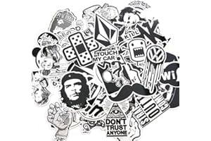 Kamndex 120 Stücke Sticker Schwarz Weiss, Aufkleber Graffiti Wasserdicht Vinyl Sticker Set für Auto, Fahrrad, Motorräder, Skateboard, Gepäck, Laptop (120 Stück schwarz und weiß)