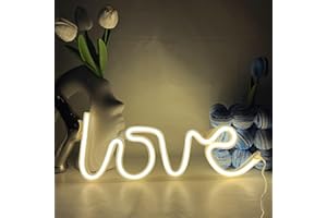 YUEYYNS Love Neon Sign Enseignes au Néon Blanc Chaud Neon Led Amour Néon Love Signs Light LED Art Décoratif Sign Néon Alimenté par USB ou Batterie pour Fête de Mariage Salle Enfants Salon Bar Hôtel