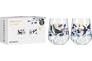 Ritzenhoff 3801002 Verre à gin set 700 ml - série Botanic Glamour n° 1, 2 pièces tumbler avec monde en papier - Made in Germany