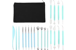 TOPCZY Pottery Modelierwerkzeug Set, 26 Stück Clay Tools mit Aufbewahrungstasche, Polymer Clay Tools, Sculpting Tools Für Töpfer Künstler, Modelliermasse Werkzeug, Clay Töpfer Werkzeug für Kind