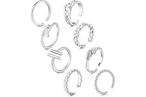 LAURITAMI Toe Rings Set Silver Open Finger Ring Joint Adjustable Vintage Knuckle Flower Leaf Diamond Foot Jewelry