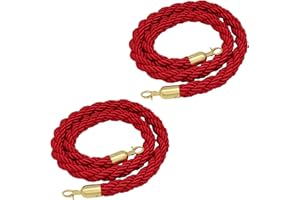 Hosifiy 2 Stück Absperrseile aus Zwirn Rot, 5 Fuß Rungenstütze Seil zur Personenführung mit goldenen Haken, Sperre Seil zur Partydekoration