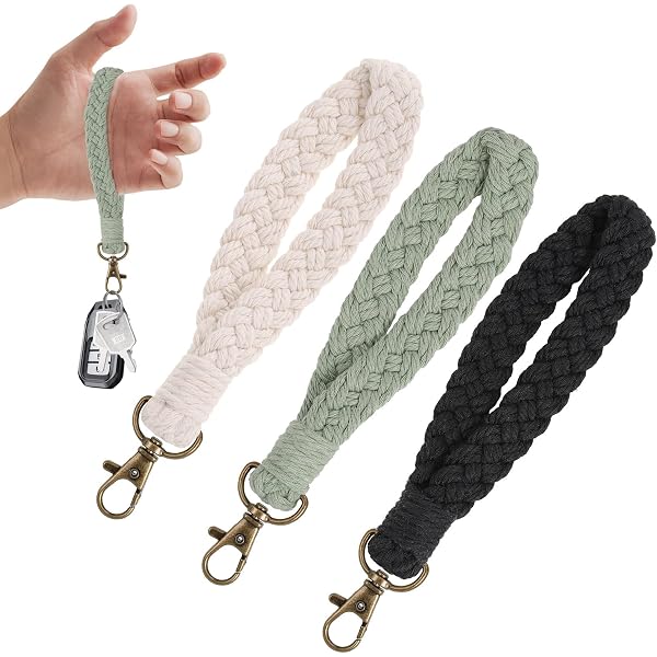 2 Makramee-Schlüsselanhänger (18 Cm) – Handgefertigt, Aus Baumwollseil, In Weiß & Sojagrün