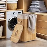 Deconox El Yapımı Hasır Katlanır &Ccedil;amaşır Sepeti Dikd&ouml;rtgen 72 Litre (40cm*30cm*61cm), Doğal Malzemeden &Uuml;retilmiş &Ccedil;amaşırlık, 