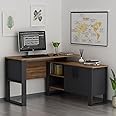 HOMIDEA ARES Modern Corner Desk L-Shaped Corner Computer Desk with Shelves and Drawers for Office and Home (ARES - Anthracite/Briarsmoke)