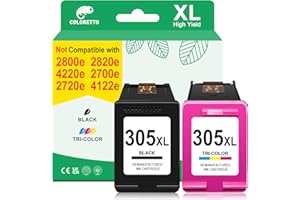 COLORETTO 305XL Cartuchos de Tinta para HP 305 XL Cartuchos para HP 305 Envy 6030e 6020e Envy 6420e 6430e 6022e 6432e 6400e 6000 6020 6400 6430 Tinta Impresora para HP 305 XL Negro y Color