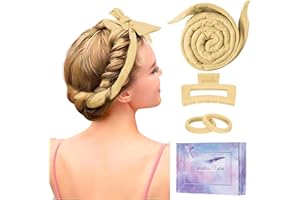 LEMENGGO Lockenwickler Locken Ohne Hitze, Verbessertes 60" Extralanges Heatless Curls Band, Lockenwickler ohne Hitze,über Nacht DIY Hair Curler Set Haarband Wave Formers für Mittleres Langes Haar (khaki)
