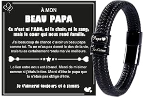Lueaurra Cadeau Beau Papa Bracelet en Cuir pour Papa Cadeau Fête des Peres Cadeau Noël Beau Papa Anniversaire