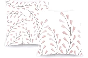Decoratea Fundas Cojines 50x50 - Fundas de Cojín Decorativo (Juego de 2) para Sofá, Cama, Silla, Salón, Jardín, Exterior. Algodón Suave y con Estampado de Flores Japonesas (Flores Rosas)