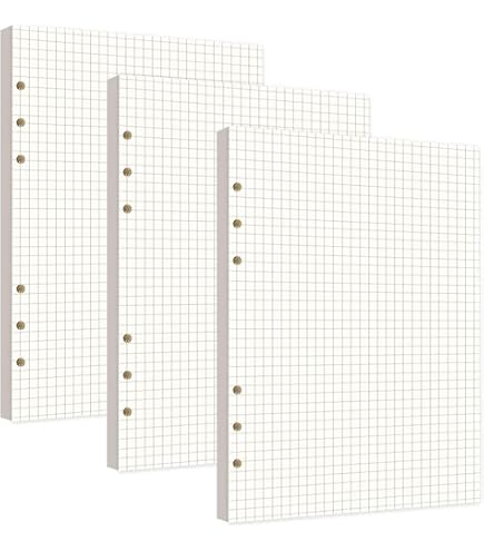 6 stuks navulpapier, A5-formaat, 6 gaten, papier, geruit, 270 6 stuks navulpapier, A5-formaat, 6 gaten, papier, geruit, 270