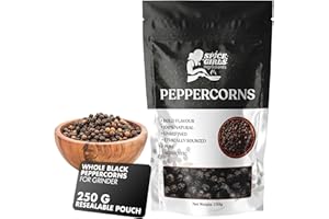 Spice Girls Ingredients Black Peppercorns - Whole, Premium-Grade, Bold Flavor | Ideal for Grinders, Cooking, Seasoning & Gourmet Recipes | Fresh & Aromatic Whole Black Pepper (250g)