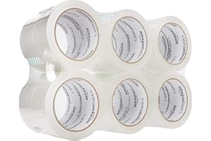 Amazon Basics Paketband, für Versand, Umzug und Lagerung, 12Stück, Transparent, 10,4 cm x 10,4 cm x 4,8 cm