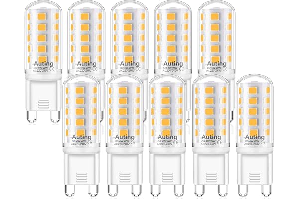 Auting G9 LED-lampa, varmvit, dimbar, 4W, 2700K, ersättning för 20W–40W G9-halogenlampor, flimmerfri glödlampa, 400 lm, för i