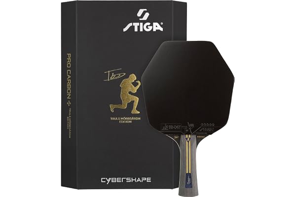 STIGA Pro Carbon Plus Cybershape Truls Edition Pingisracket, 5-stjärnigt bordtennisracket, Större optimerad sweetspot, Touch Carbon-teknologi, ITTF-godkända STAR5-gummin - För offensiva spelare