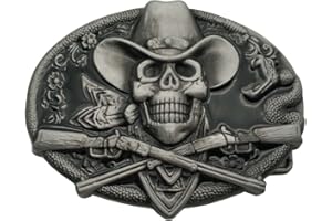 YONE Xwest Western Cowboy Skull Pirate Rifles Belt Buckle