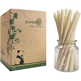 Extra Wide Bamboo Straws - 230 x 12 mm, Pack of 200 Smoothie Boba Straws, Bubble Tea Straw Perfect for Smoothies, 100% Biodeg