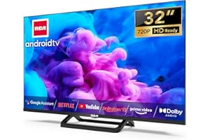 RCA Smart TV 32 Pulgadas Peana Central Led HD WiFi Bluetooth Android Televisores con Google Assistant, Google Play Store, Netflix, Prime Video, Disney+, Triple Tuner, Chromecast (iRS32H5C, 2023)