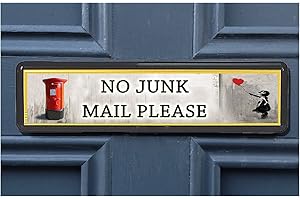 HONEEY BOGAF UK Banksy Postbox Polite No Junk Mail Sign sticker for Letterbox Leaflet Flyers Menus Door Sticker for Home Office Shop (CHOOSE QUANTITY) (1x Banksy Postbox No Junk Mail Sign)
