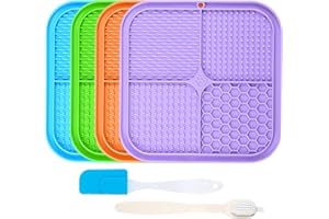 KHLEROX Lick Mat Slow Feeder für Hunde und Katzen, Premium Leck-Matte mit Saugnapf für Linderung von Hundeangst, Slow Feeder Hundenapf, Baden, Pflegen und Training für Welpen (4pcs)
