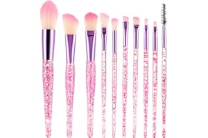 Molain Zestaw pędzli do makijażu z brokatem, 10-częściowy zestaw pędzli do podkładu, nieskazitelny pędzel do pudru, pędzel do korektora, pędzel do eyelinera, różu, makijażu (kolor 1)