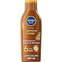 NIVEA SUN Latte Solare Carotene Bronze FP 6 200 ml, Crema solare abbronzante con protezione per una pelle dorata, Crema abbro