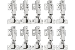 OMJMYY 10 pièces Charnieres Porte Placard 110 Degré Complètement Recouvrante Charniere Porte Cuisine avec Amortisseur Intégré Mécanisme de Fermeture Automatique Charnière Charniere Invisible pour Armoires