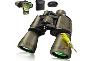 TENGWUDZ Prismáticos para adultos 20 x 50, binoculares profesionales con lente BAK4 Prisma FMC y adaptador para smartphone, prismáticos HD compactos de alta resolución para observación de aves,