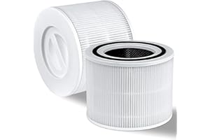 Covienapp 2 Pack Core 300 Replacement Filter for Levoit Air Purifier Core 300-rf Core 300s, 3-in-1 Pre, H13 True HEPA, Activated Carbon Filtration System,White