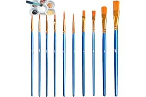 Pinceaux Peinture Acrylique SRLWMYI 10 Pièces Pinceaux de Peinture Set Pinceaux de Brosse Nylon Pinceau Artiste Plume Lisse pour Adultes et Enfants, pour Les Peintures Acryliques Aquarelles Huiles