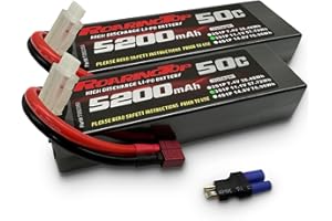 RoaringTop 11.1V 50C 5200mAh 3S(Upgraded of 7.4V) RC Lipo Battery with Deans T and EC5 Connector Hardcase RC Battery for RC Plane DJI Quadcopter RC Airplane RC Helicopter RC Car Truck Boat (2 Packs)