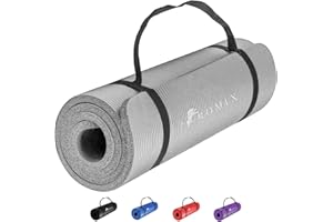 ROMIX Yoga Mat Thick 10 MM Foam Exercise Mat, 180x60x1cm Non Slip Gym Mats With Carry Bag and Strap, Yoga Mats for Women Men Pilates Mat Gymnastics Meditation Home Outdoor