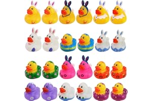 FLTENGLE 24pcs Easter Rubber Ducks Easter Basket Stuffers Assorted Gifts Party Favors , Resurrection Bunny Rubber Duck, Funny Bath Tub Toys for Kids, Baby Showers Accessories (Easter)