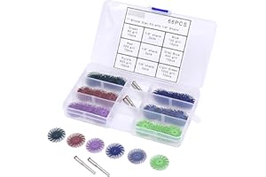 DBOO 66Pcs 1 Inch Radial Bristle Disc Kit with 1/8" 3 mm Shank Mixed Grit 80# 120# 220# 400# 600# 1000# Abrasive Brush Gap Polishing Pad Buffing Wheel Assortment Kit for Rotary Tool