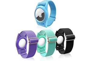 THINGSBAG AirTag Bracelet pour Enfants, Lot de 4 Air Tag Porte-Bracelet pour Apple AirTag Traceur Item Finder,Réglable Anti-Perte iTag GPS Bracelet-Montre en Silicone Housse de Protection pour Enfants
