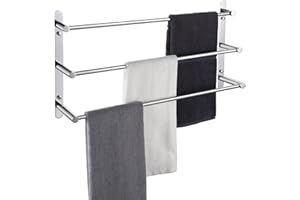 KOKOSIRI Bath Towel Bars Bathroom 3-Tiers Ladder Towel Rails Wall Mounted Towels Shelves Rack Stainless Steel, Polished Chrome, B5002CH