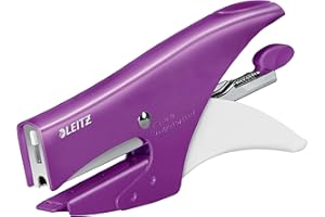 Leitz Pince-Agrafeuse WOW, Pour Agrafes N°10, Capacité 15 Feuilles, Métal, Agrafes Incluses, Violet, 55311062