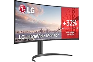 LG 34WR55QK-B - Monitor UltraWide 34 Pulgadas, Pantalla Curva QHD, 21:9, Dynamic Action Sync, FreeSync, Negro